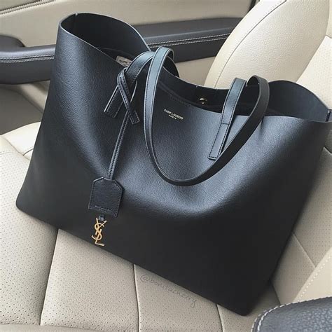 ysl black leather|YSL black leather tote bag.